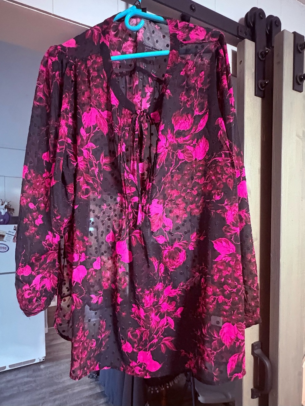 torrid Black Sheer Tunic with Hot Pink Floral Print